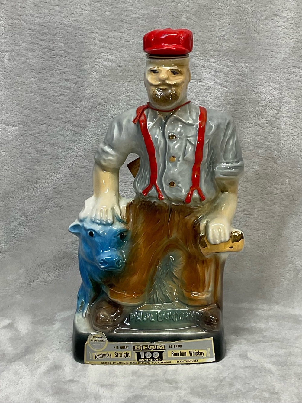 1970 Vtg Jim Beam Paul Bunyan Bourbon Whiskey Decanter Minnesota Centennial